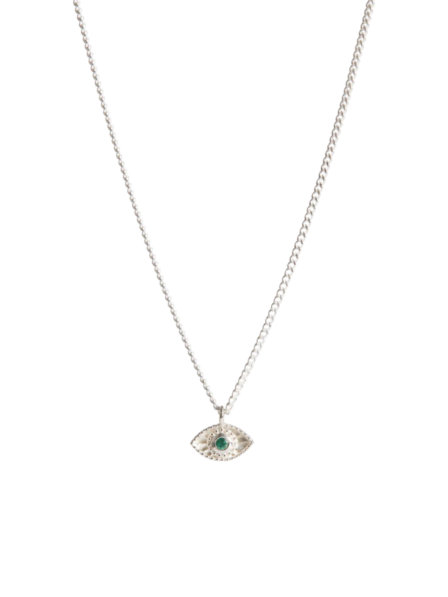 Mini rays of light necklace emerald silver